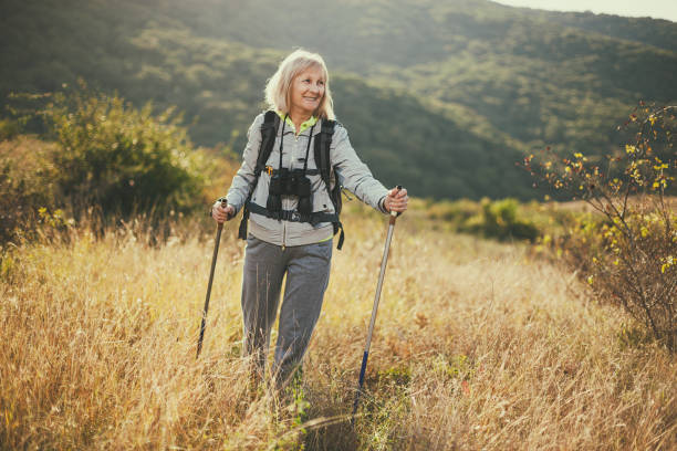 istock Active senior woman in mountain 1055477720