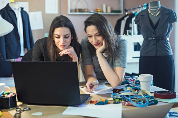 istock Fashion designers working in their art studio 1055479976
