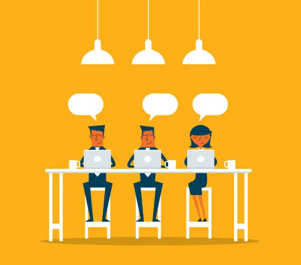 Vector illustration of Business people working together in the coffee shop
