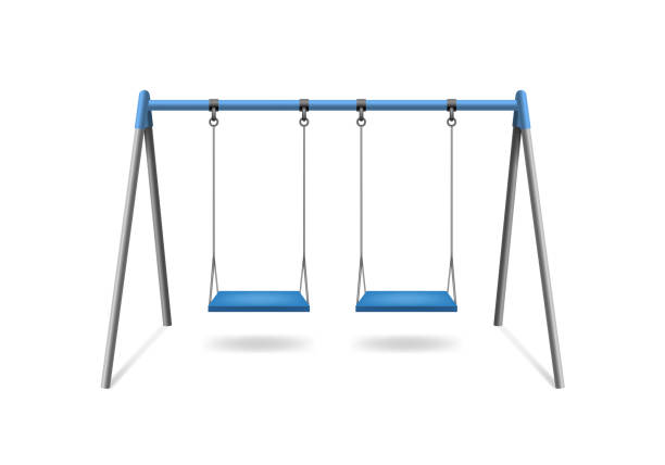 realistyczne szczegółowe 3d classic outdoor swing. wektor - swinging stock illustrations