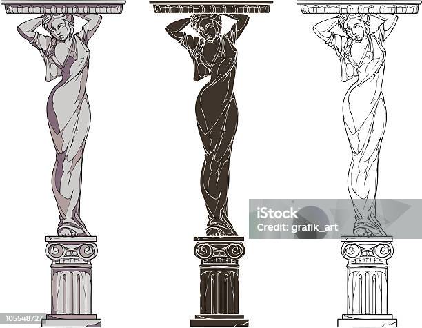 여인상 기둥 고대 그리스 양식에 대한 스톡 벡터 아트 및 기타 이미지 - 고대 그리스 양식, 조각상, 여자