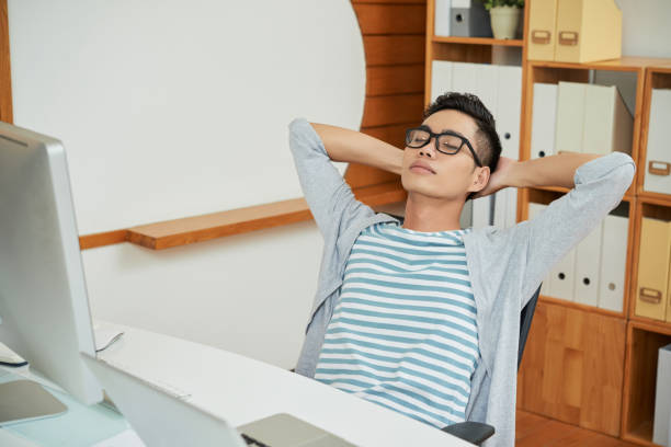 istock Resting office worker in chair 1055492070