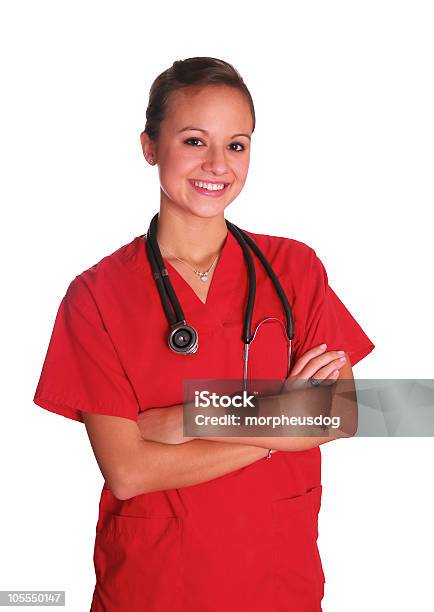 레드 스크럽 간호사에 대한 스톡 사진 및 기타 이미지 - 간호사, 건강관리와 의술, 과학