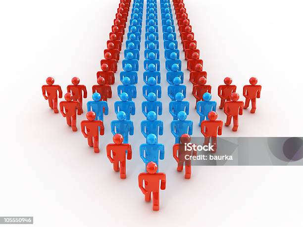 Team Moving Forward Stock Photo - Download Image Now - Arrow Symbol, Crowd of People, Three Dimensional