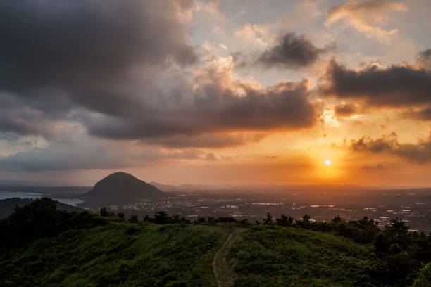 One side of the sunset from Gunsan Oreum, Jeju Island