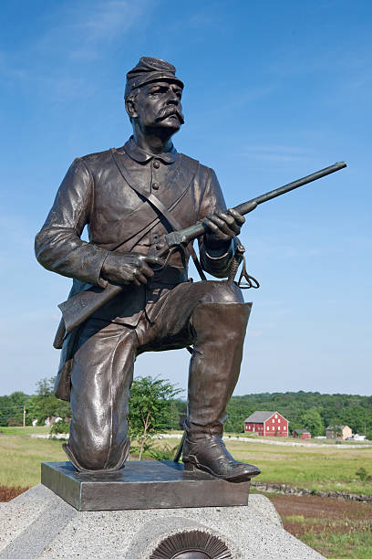 Statue of Union Calvary Soldier at Gettysburg stock photo