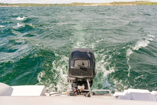 Wake track at sea surface after a boat