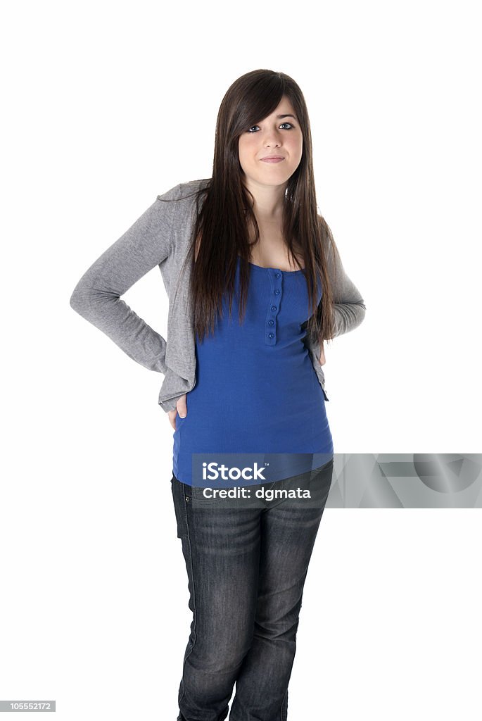 Young female cheerful with arms crossed isolated on white background.  20-29 Years Stock Photo