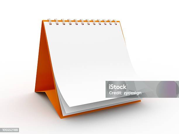 Blank Freestanding Notepad With Orange Stand Stock Photo - Download Image Now - Calendar, Three Dimensional, Orange Color