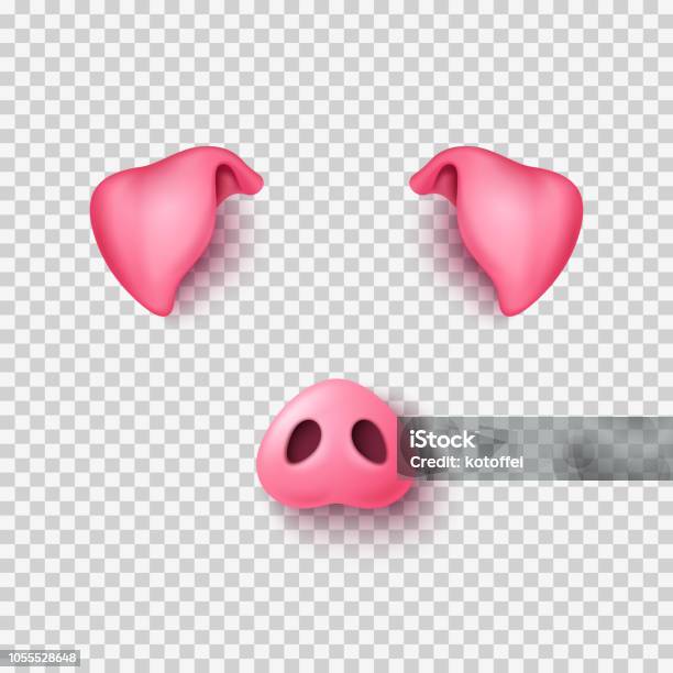 Realistic 3d Pig Nose And Ears Stock Illustration - Download Image Now - Pig, Filtration, Ear