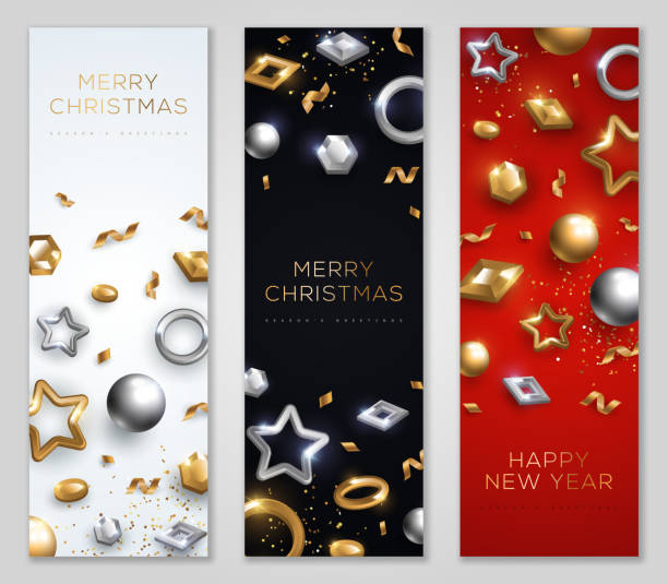 weihnachten und neujahr banner-set - sale holiday christmas ornament red stock-grafiken, -clipart, -cartoons und -symbole