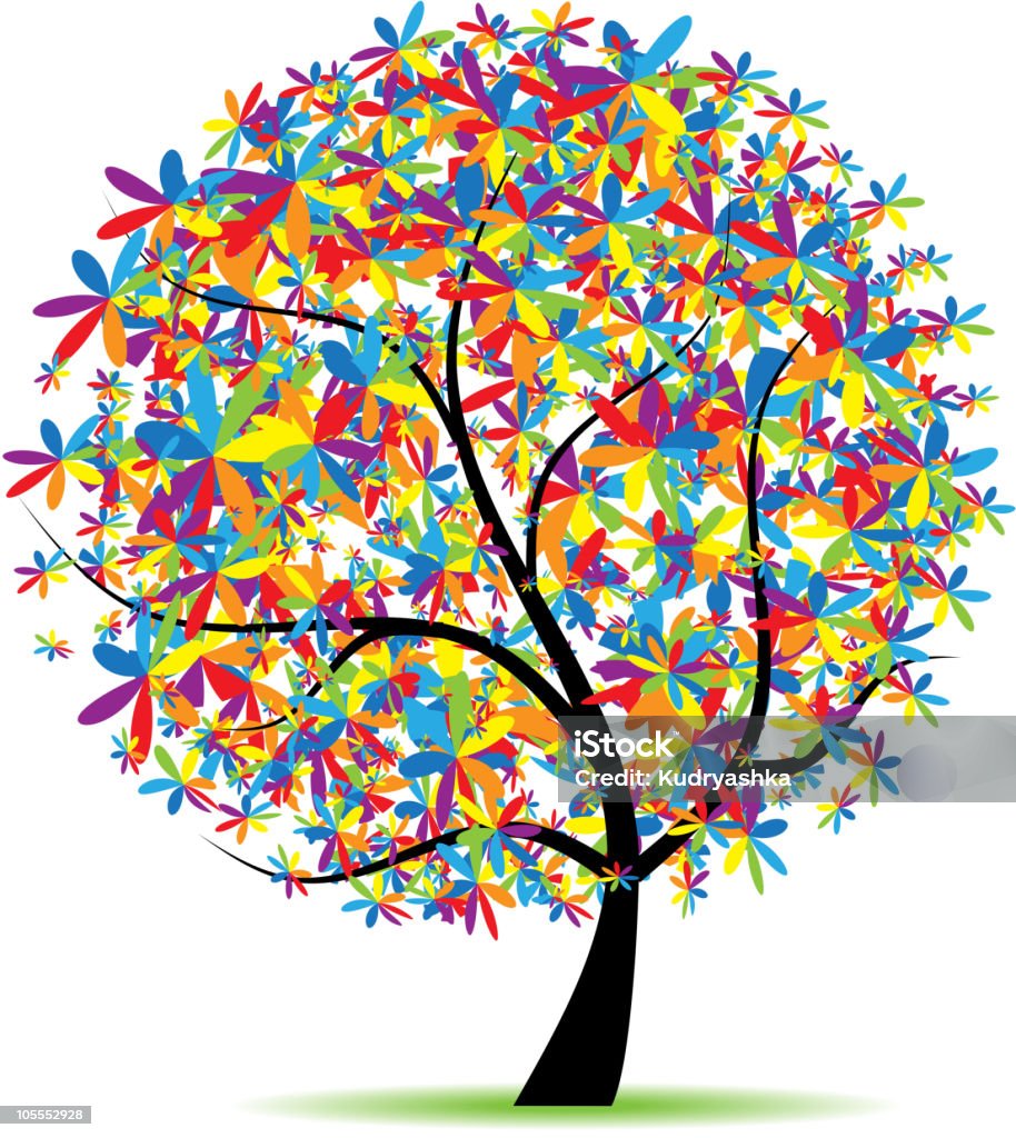 Illustrated design of a tree with colorful leaves See more in my lightbox:  Blue stock vector