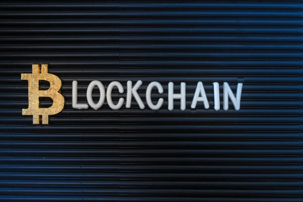 istock Digital currency concept - Doodle English word blockchain 1055538460