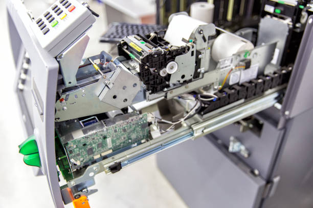 istock Internal structure of the ATM. Receipt printer 1055540860