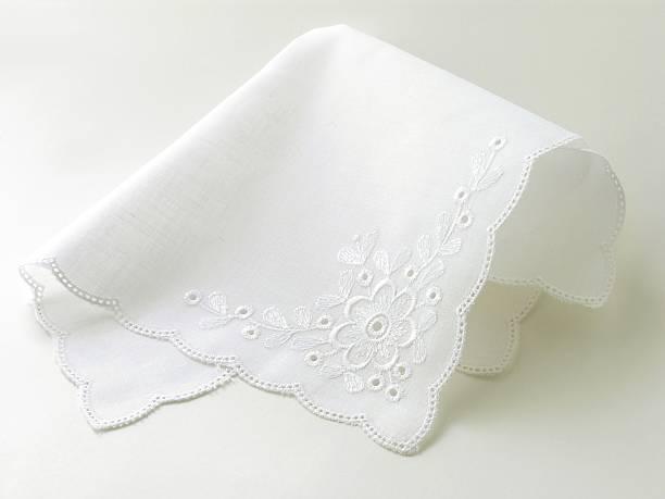 romantische batist white handkerchief - taschentuch stock-fotos und bilder