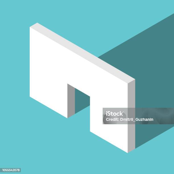 Isometric Line Wall Isometric Wall With Doorway Stock Illustration - Download Image Now ...