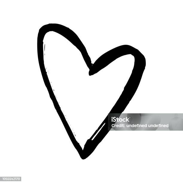 Schwarze Hand Gezeichnet Herz Auf Weißem Hintergrund Vektordesignelement Für Den Valentinstag Stock Vektor Art und mehr Bilder von Herzform