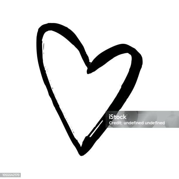 Black Hand Drawn Heart On White Background Vector Design Element For Valentines Day Stock Illustration - Download Image Now