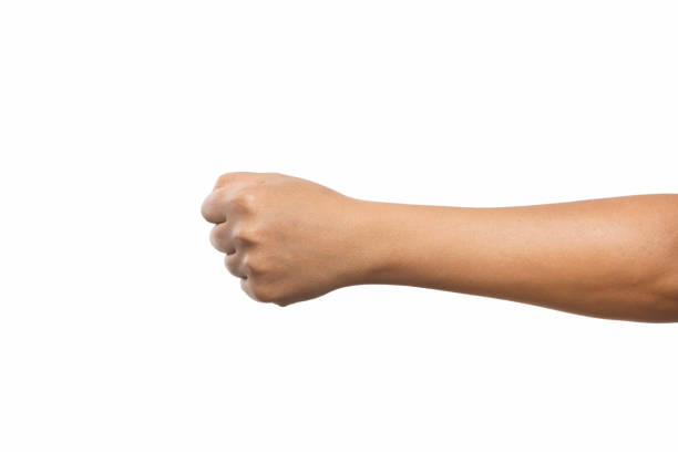 istock Arm and fist against white background 1055542944
