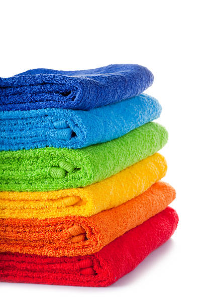 istock Colour terry towels combined by pile 105554589