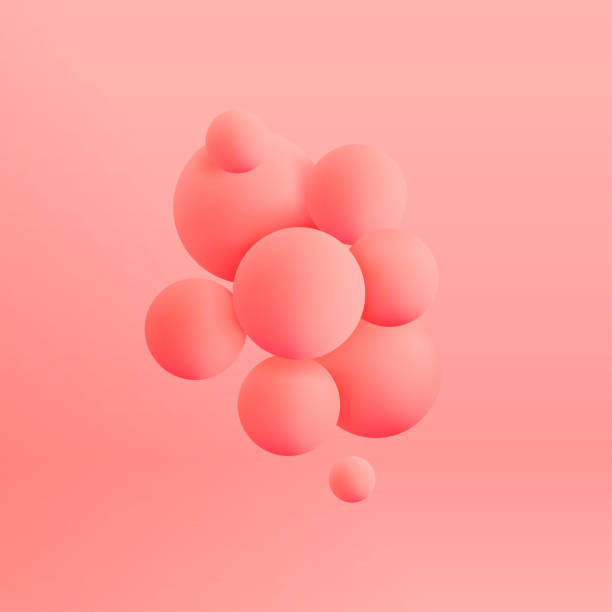 illustrazioni stock, clip art, cartoni animati e icone di tendenza di le sfere 3d realistiche astratte strutturano lo sfondo colorato pastello. illustrazione vettoriale - molecular structure illustrations