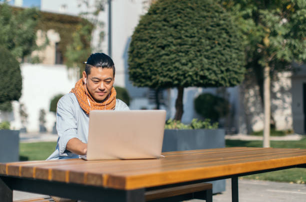 istock Mid adult Japanese is working on laptop 1055556074