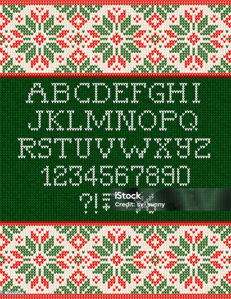 Hässliche Pullover Saison Winter Sale Poster. Gestrickte Hintergrund Muster skandinavischen Ornamente. - Lizenzfrei Alphabet Vektorgrafik