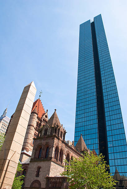 보스턴 기존 및 새로운 - boston church famous place john hancock tower 뉴스 사진 이미지