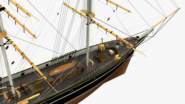 istock 3D rendering of a typical XIX Century 3 mast Clipper. 1055573874