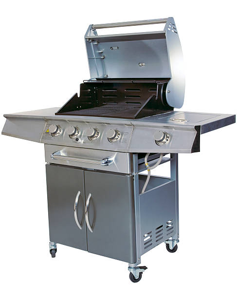 istock Stainless steel barbecue grill on white background 105557518