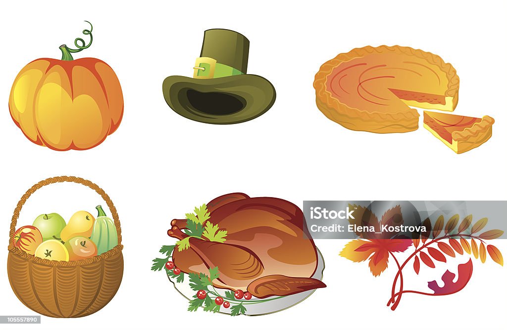 Thanksgiving-icons set - Lizenzfrei Apfel Vektorgrafik