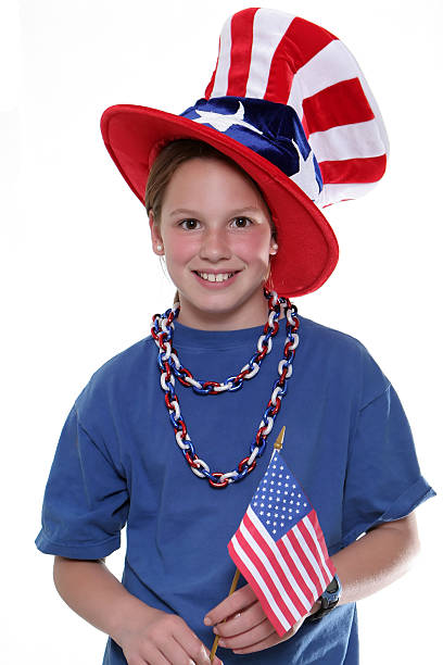 istock Patriotic Young Girl with Flag 105558143