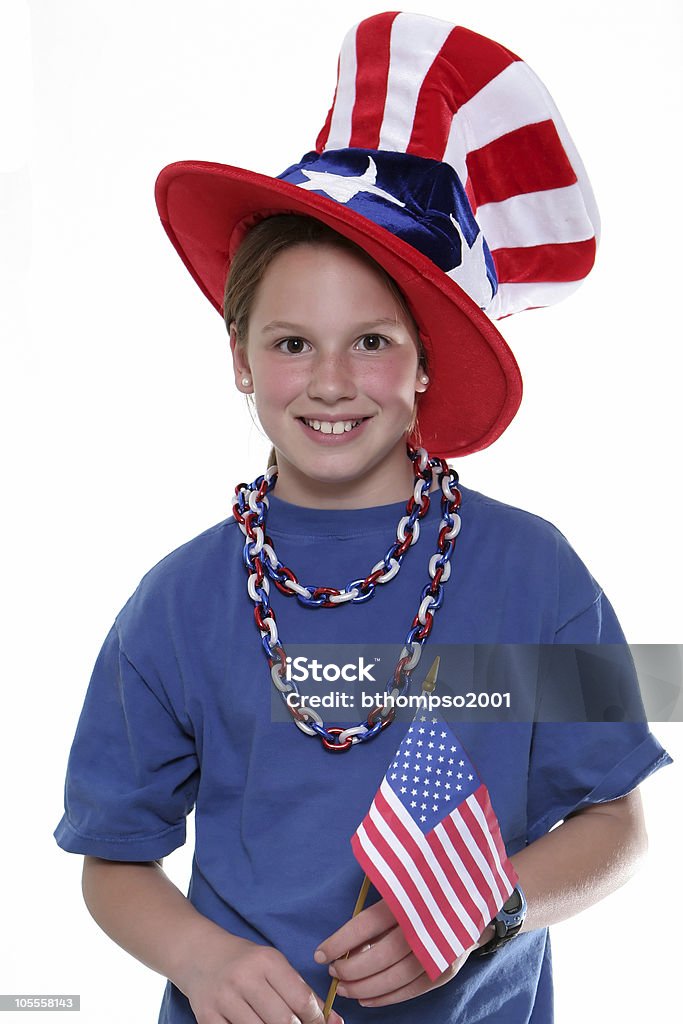 Patriótica jovem Menina com Bandeira - Royalty-free Julho Foto de stock