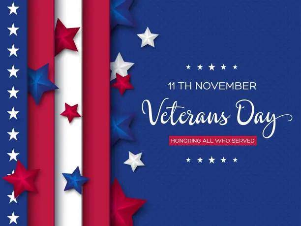 Vector illustration of Veterans Day greeting card.