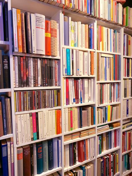 istock Fully packed library shelves in the bookstore 1055592690