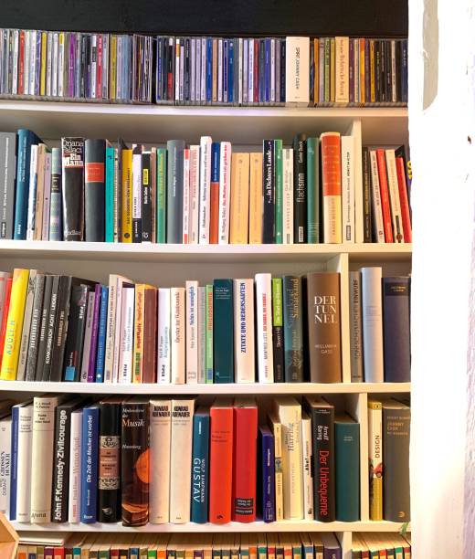 istock Fully packed library shelves in the bookstore 1055592740
