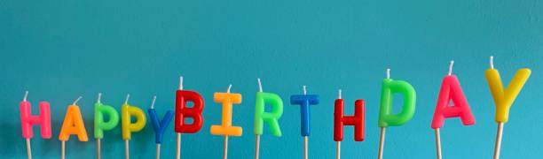 istock Words happy  birthday on blue background 1055592960