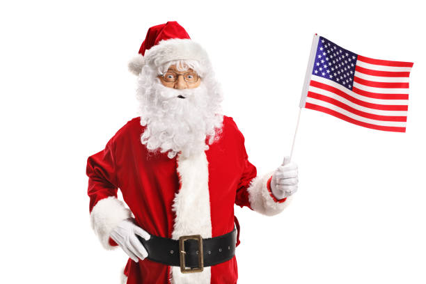 istock Santa Claus holding an American Flag 1055595490