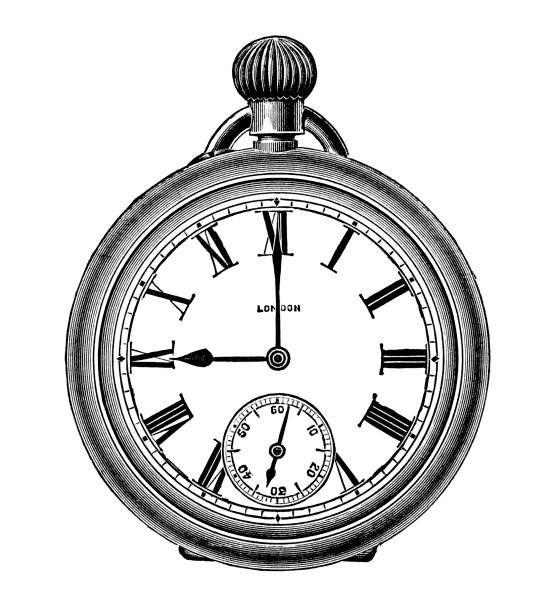 illustrations, cliparts, dessins animés et icônes de montre de poche argent (xxxl) - clock clock hand antique clock face