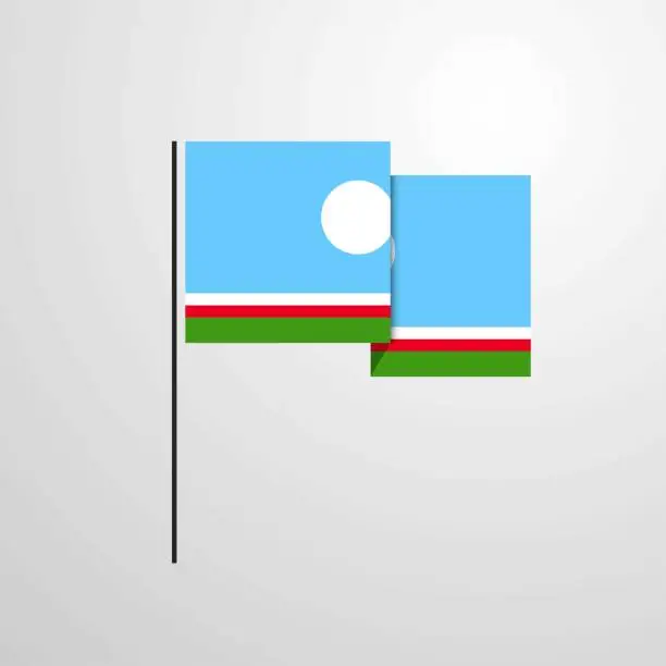 Vector illustration of Sakha Republic waving Flag design vector background