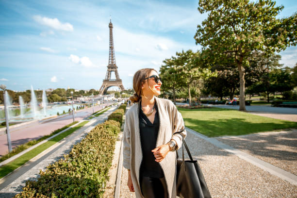istock Woman portrait near the Eiffel tower 1055603188