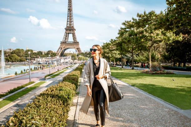 istock Woman portrait near the Eiffel tower 1055603226