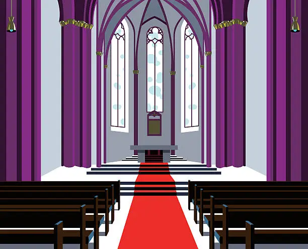 Vector illustration of Simplistic image of a symmetrical church hall