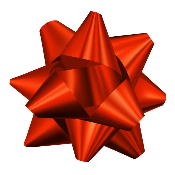 illustrazioni stock, clip art, cartoni animati e icone di tendenza di arco regalo rosso lucido decorativo realistico vettoriale - bow satin red large