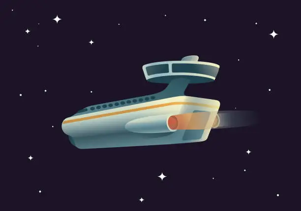 Vector illustration of Spaceship in the space