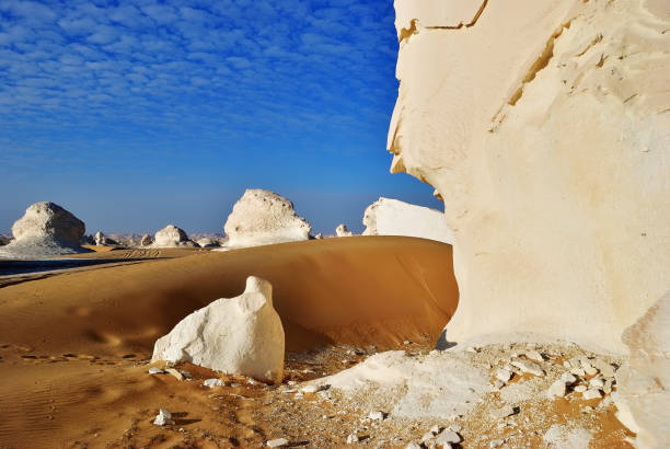 istock The limestone formation in White desert Sahara Egypt 1055614196