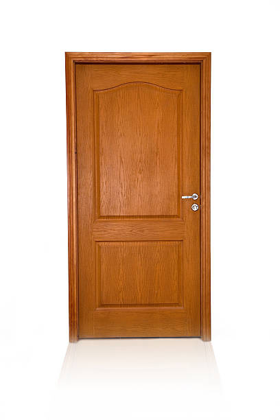 istock Closed wood door isolated 105561553