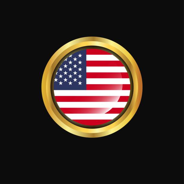 istock United States of America flag Golden button 1055624072