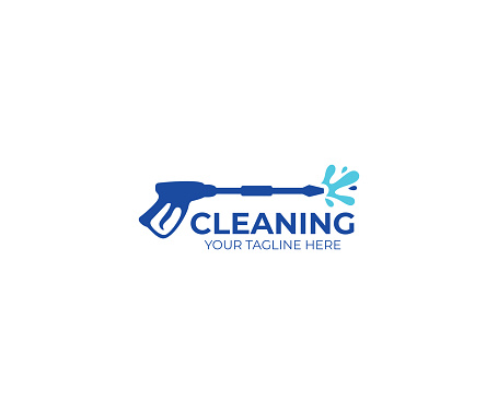 Pressure washing logo design. Cleaning vector design. Tools illustration