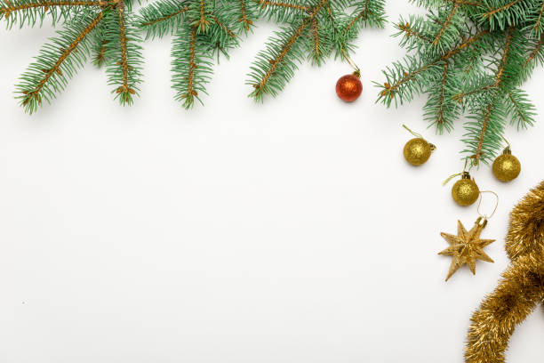 istock Elegant New Year`s snowy card. Top view. Flat lay. 1055631546
